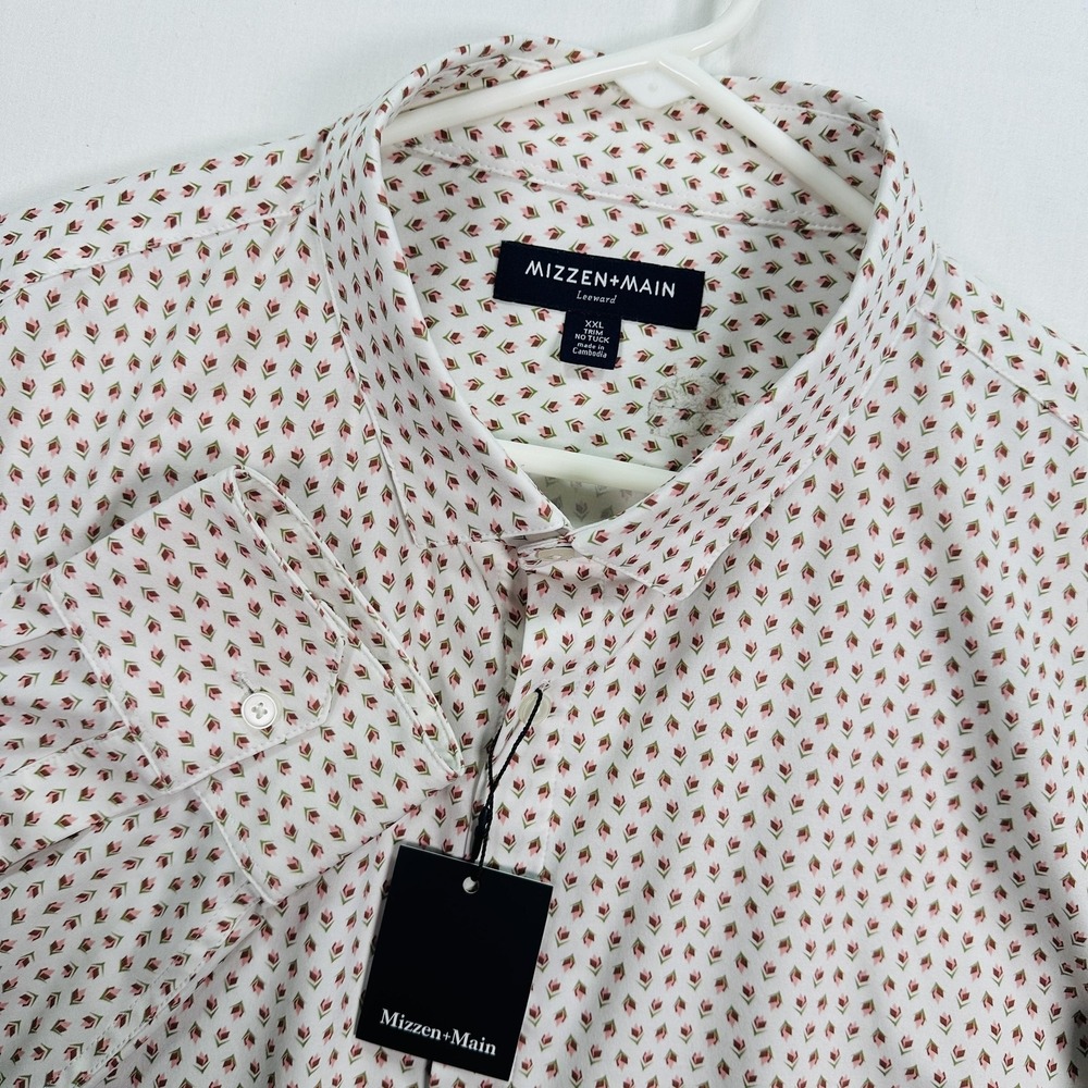 Mizzen+Main Leeward Shirt Mens 2XL Wine Todos‎ Plaid Trim Fit Button Down NWT